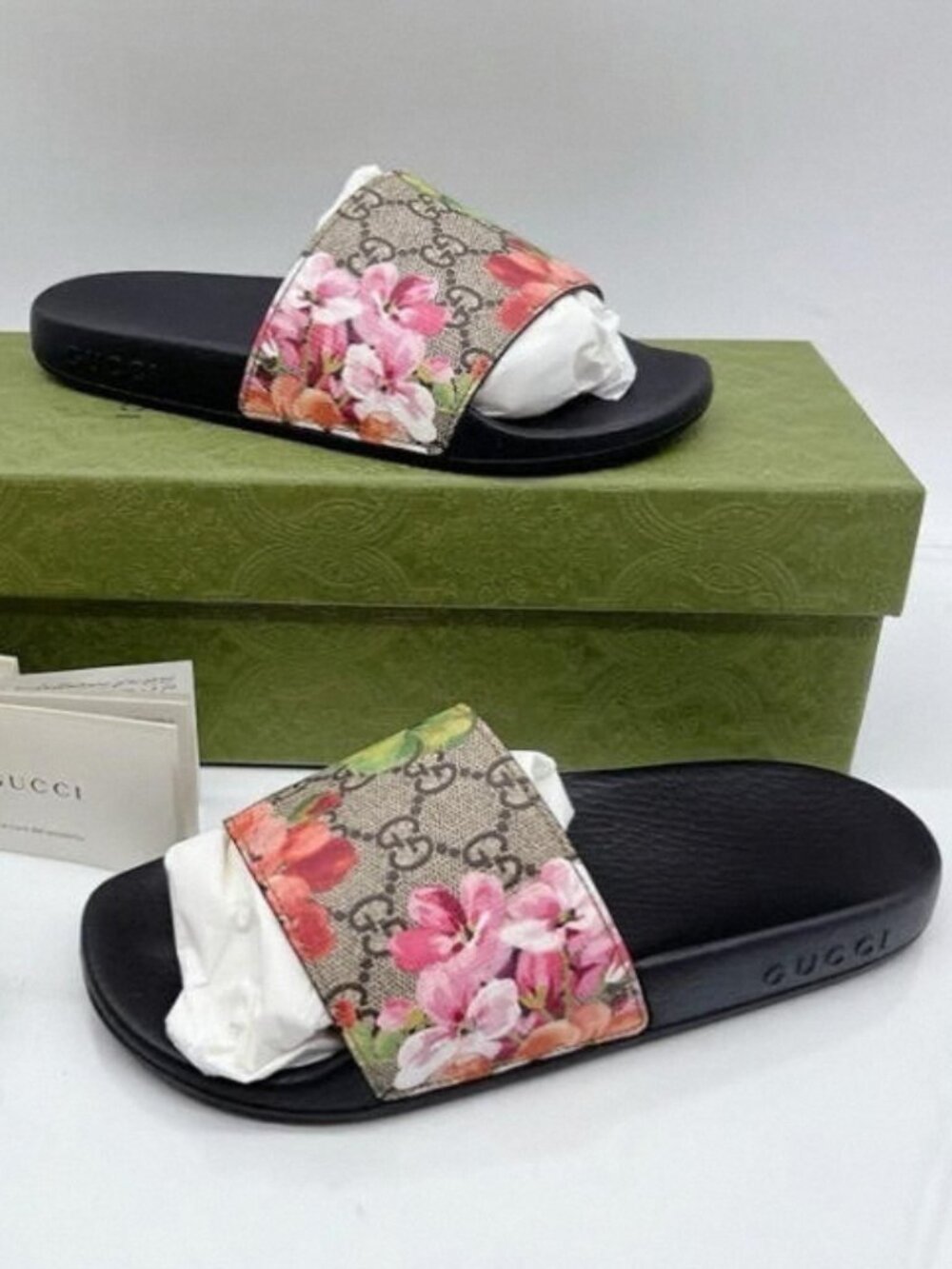 Gucci GG Bloom Supreme Floral Slides Sandals